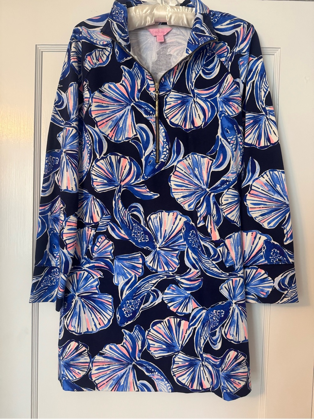 Lilly Pulitzer Navy Floral Half-Zip Dress